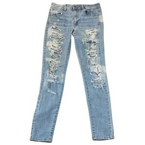 American Eagle Womens Jeans Size 6 Hi-Rise Super Stretch Jegging Distressed Blue